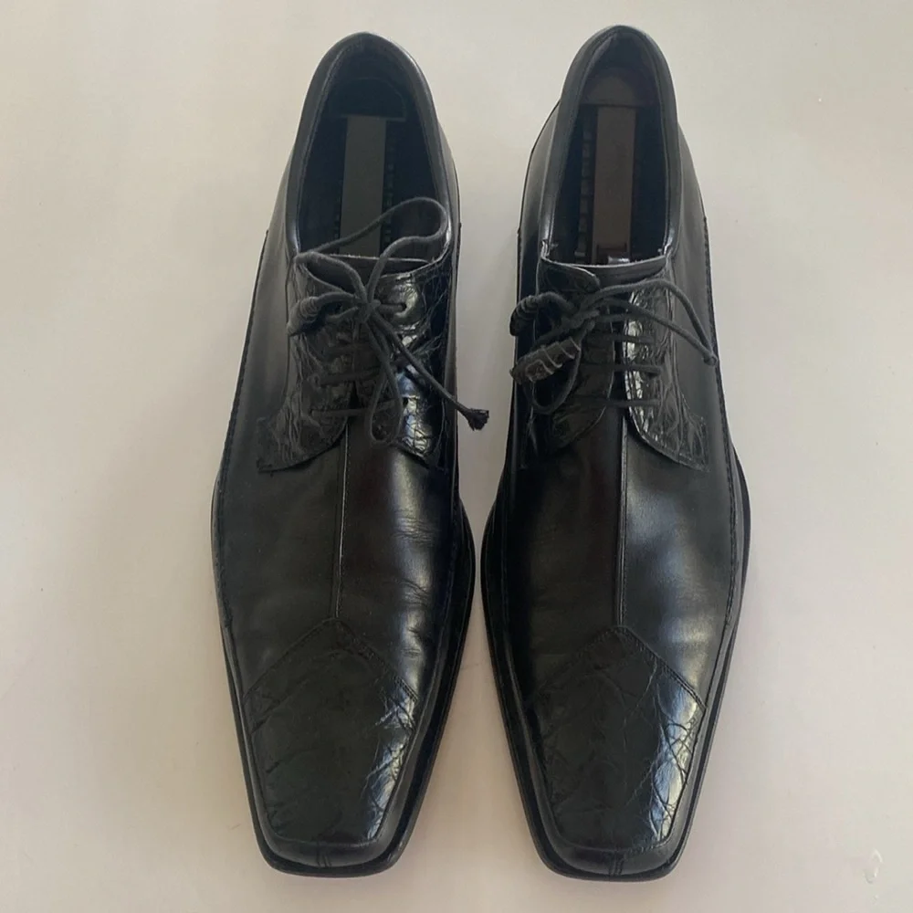 MEZLAN Julian Men's Black Crocodile Leather Dress Shoes Size 10.5 M